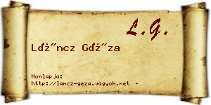 Láncz Géza névjegykártya